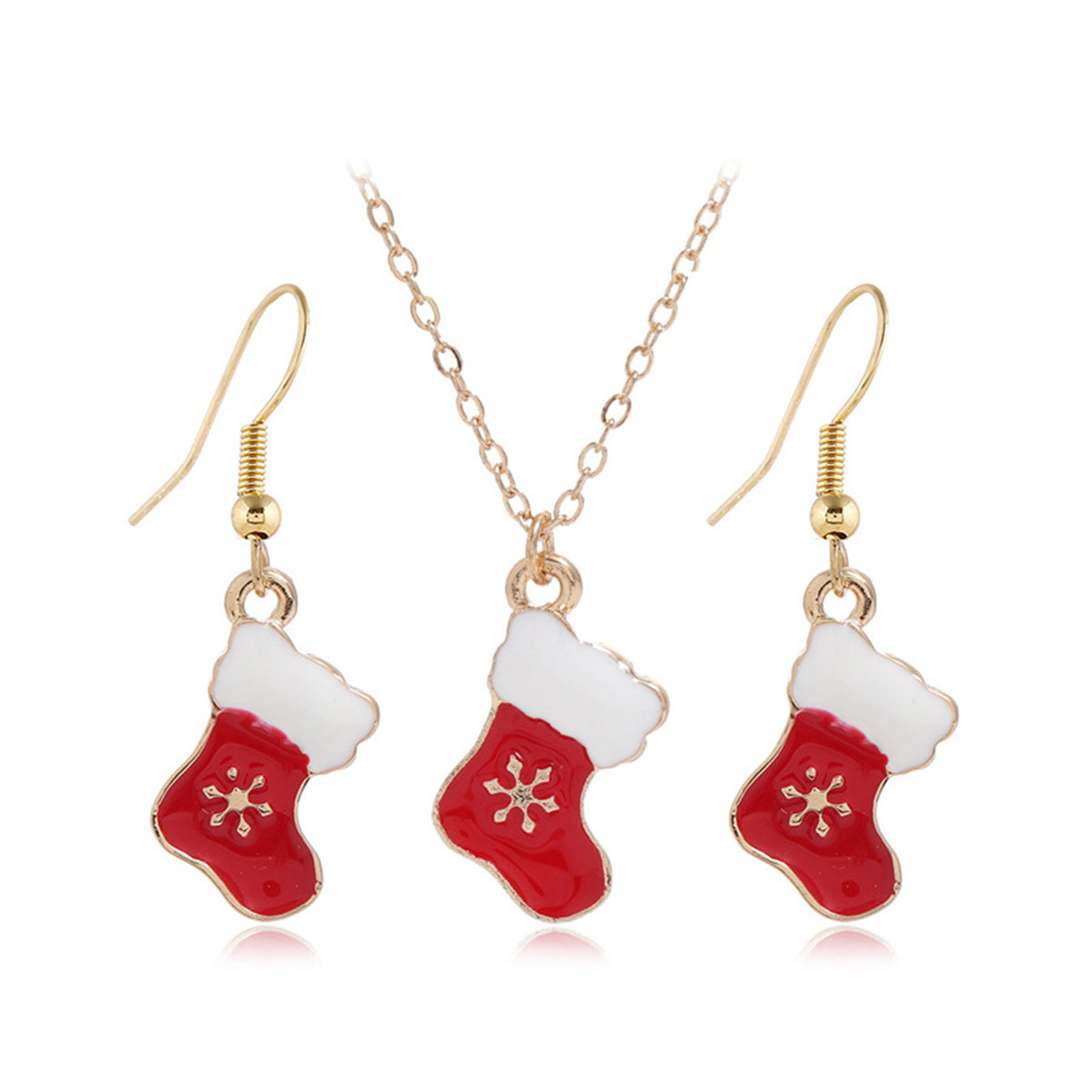 Red Enamel & 18K Gold-Plated Boots Pendant Necklace Set