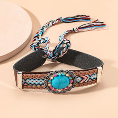 Turquoise & Cubic Zirconia Oval Flower Choker Necklace