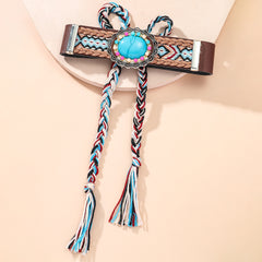 Turquoise & Cubic Zirconia Oval Flower Choker Necklace