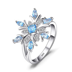 Light Blue Crystal Snowflake Ring
