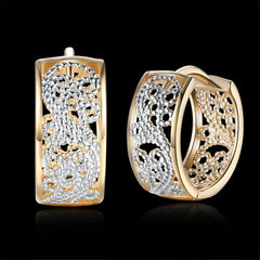 Silver-Plated & 18k Gold-Plated Embossed Cutout Huggie Earrings - streetregion
