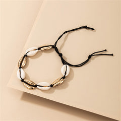 White Shell & 18K Gold-Plated Cowrie Shell Adjustable Anklet