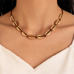 18K Gold-Plated Shell Station Necklace