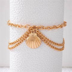 18K Gold-Plated Seashell Charm Layered Anklet