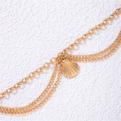 18K Gold-Plated Seashell Charm Layered Anklet