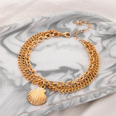 18K Gold-Plated Seashell Charm Layered Anklet