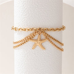 18K Gold-Plated Layered Starfish-Charm Anklet