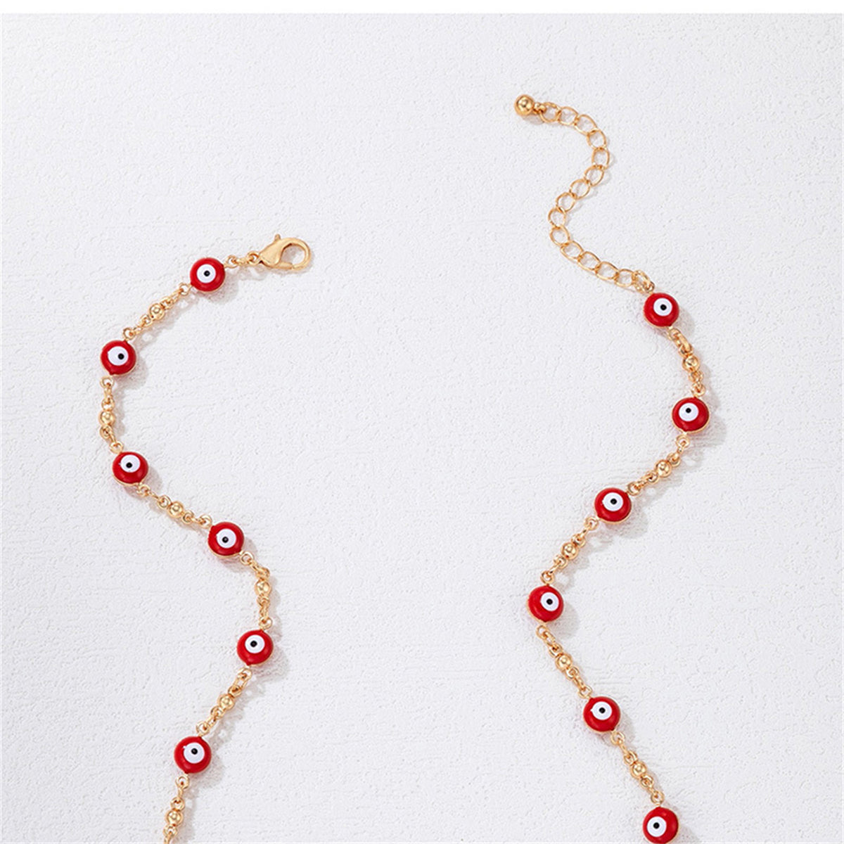 Red Acrylic and 18K Gold-Plated Eye Station Necklace, gold pendant necklace for women, dainty minimalist design, styled look