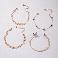 Blue Acrylic & 18K Gold-Plated Butterfly Cuff Bracelet Set