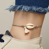 Shell & 18K Gold-Plated Bead Adjustable Anklet