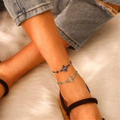 Blue & Navy Bee Charm Anklet Set