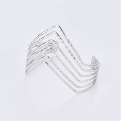 Silver-Plated Open Chevron Arm Cuff