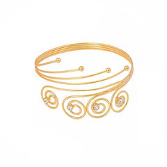 Cubic Zirconia & 18K Gold-Plated Four-Swirl Arm Cuff