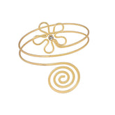 Cubic Zirconia & 18K Gold-Plated Floral Swirl Arm Cuff