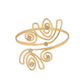 Cubic Zirconia & 18K Gold-Plated Open Tulip Bypass Arm Cuff