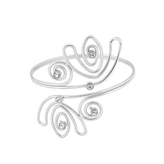 Cubic Zirconia & Silver-Plated Open Tulip Bypass Arm Cuff