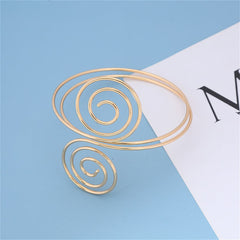 18K Gold-Plated Swirl Bypass Arm Cuff