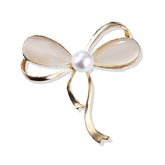 Pearl & Cats Eye 18K Gold-Plated Bow Brooch