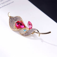 Red Crystal & Cubic Zirconia 18K Gold-Plated Lily Brooch