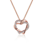 Cubic Zirconia & Rose Goldtone Double Heart Pendant Necklace - streetregion