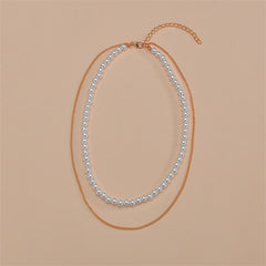 Pearl & 18K Gold-Plated Layered Necklace