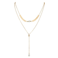 Pearl & 18K Gold-Plated Wheat Ear Chain-Drop Layered Necklace