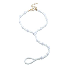 White Howlite & Pearl 18K Gold-Plated Toe-Ring Anklet