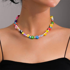 Pearl & Multicolor Yin-Yang Fruit Charm Necklace