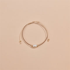 Pearl & 18K Gold-Plated Layered Anklet