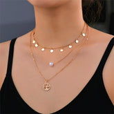 Pearl & 18K Gold-Plated Life-Tree Layered Pendant Necklace