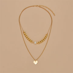 Pearl & 18K Gold-Plated Cable-Chain Heart Layered Necklace