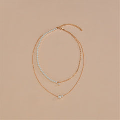 Pearl & 18K Gold-Plated Layered Pendant Necklace