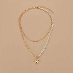 A sophisticated 18K gold-plated necklace with a heart charm and pearl, perfect for adding elegance to any outfit.