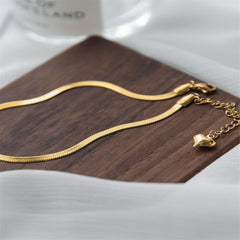 18K Gold-Plated Heart Snake Chain Anklet