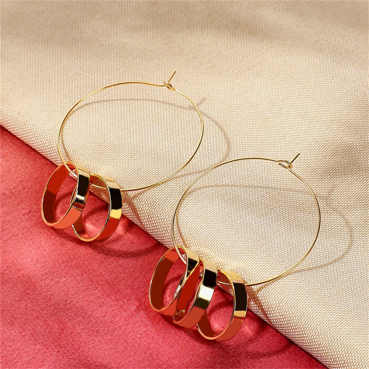 18K Gold-Plated Ring-Accent Hoop Earrings, gold drop earrings for women, elegant gift for her, lifestyle look