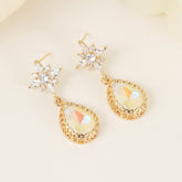 White Crystal & Cubic Zirconia 18K Gold-Plated Star Drop Earrings