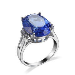 Blue Crystal & Cubic Zirconia Openwork Oval-Cut Ring