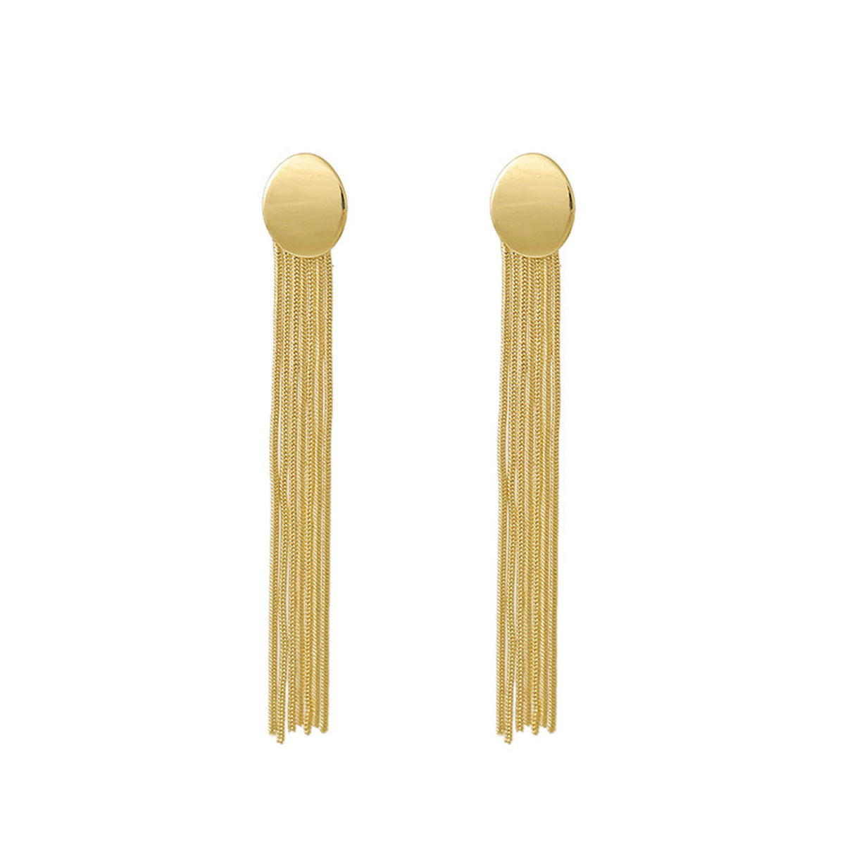 18K Gold-Plated Oval Tassel Drop Earrings, gold drop earrings for women, vintage-inspired design, lifestyle look