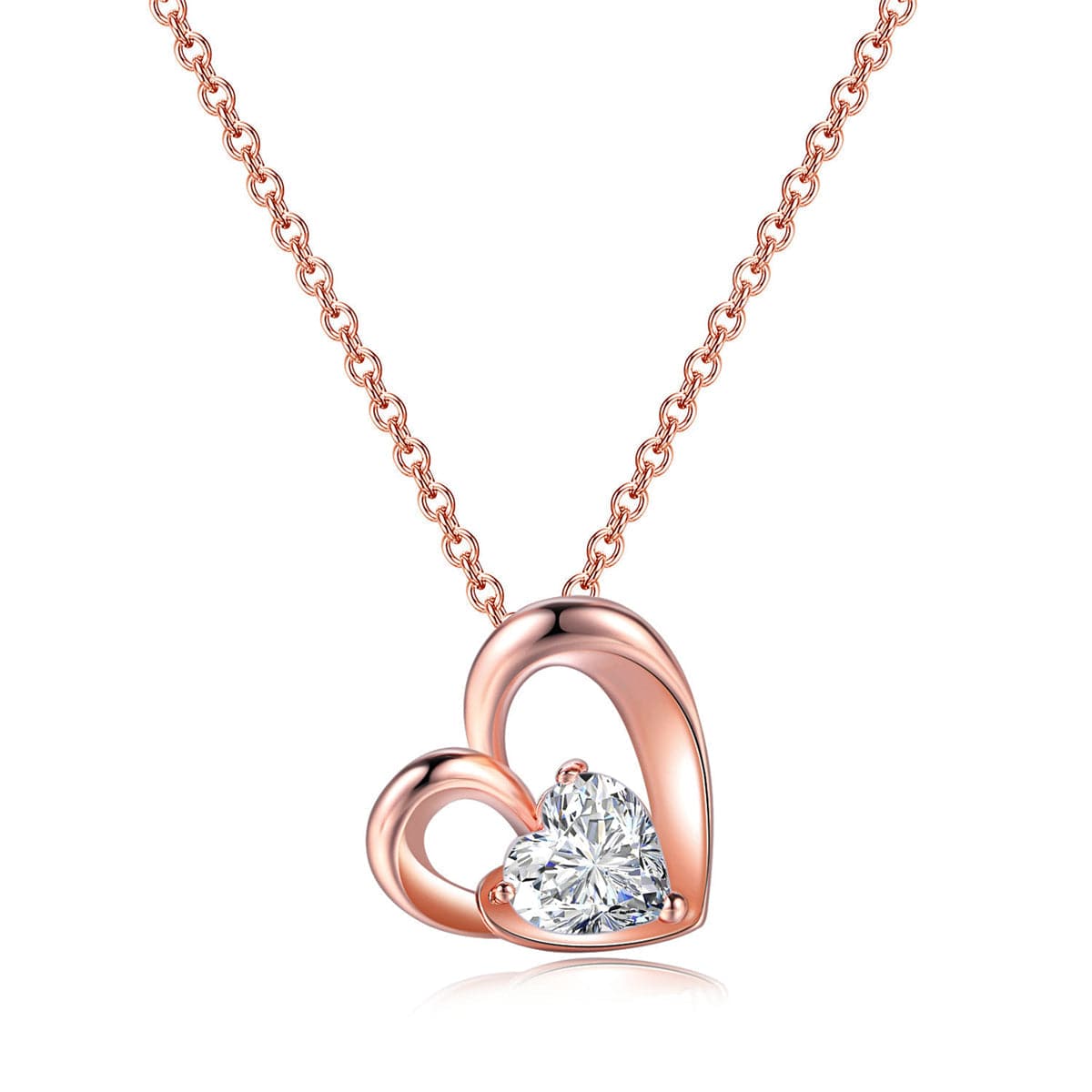 Crystal & 18k Rose Gold-Plated Openwork Heart Pendant Necklace - streetregion