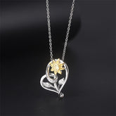Cubic Zirconia & Two-Tone Mum Heart Pendant Necklace