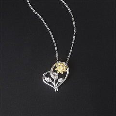Cubic Zirconia & Two-Tone Mum Heart Pendant Necklace