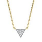 Cubic Zirconia & Two-Tone Triangle Pendant Necklace
