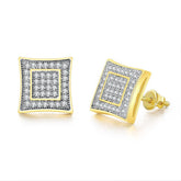 Cubic Zirconia & Two-Tone Square Stud Earrings