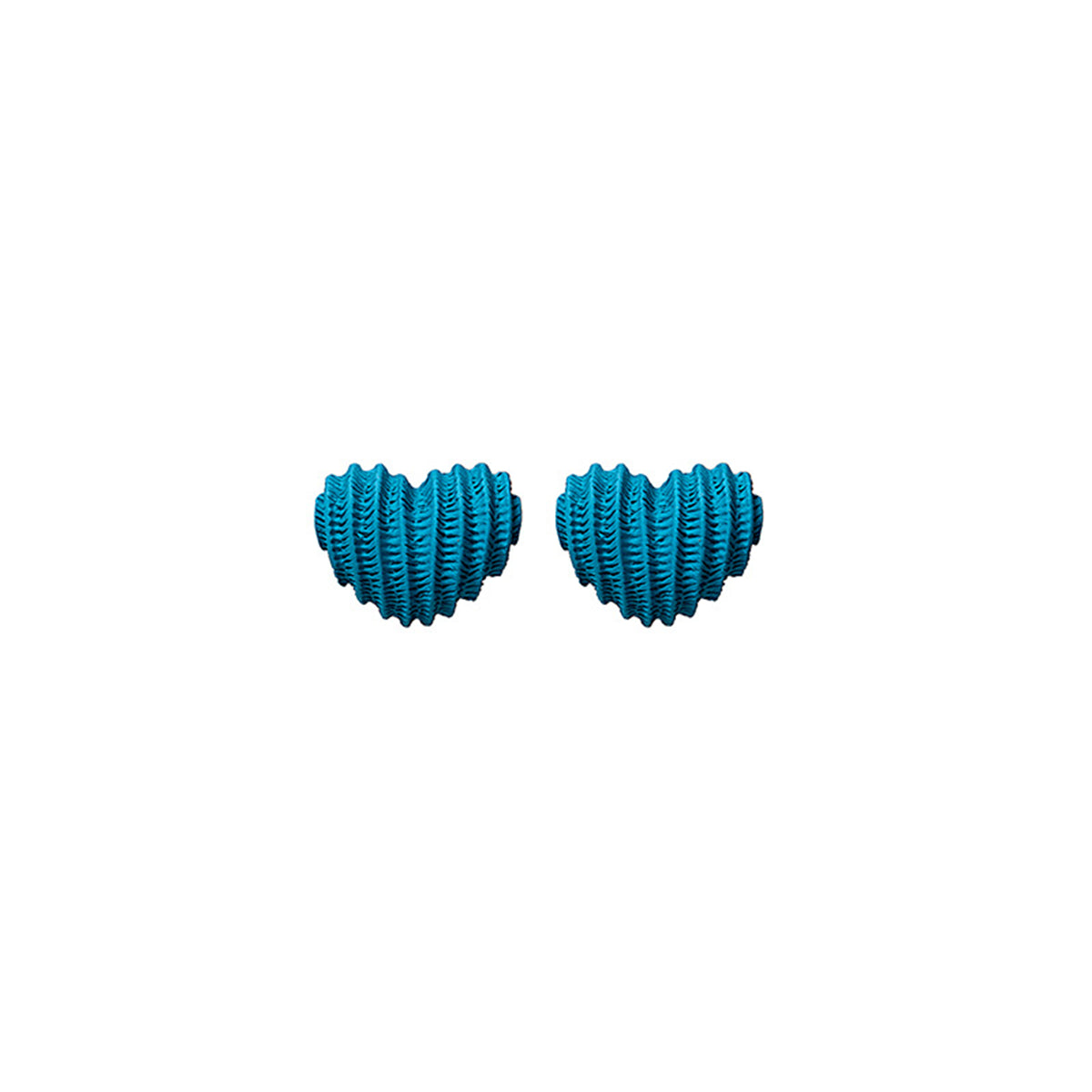Blue Enamel and Silver-Plated Textured Heart Stud Earrings, silver stud earrings for women, detail close-up