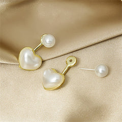 Pearl & 18K Gold-Plated Heart Ear Jackets