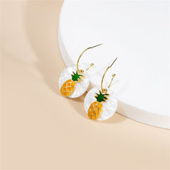 White & Orange Round Pineapple Drop Earrings