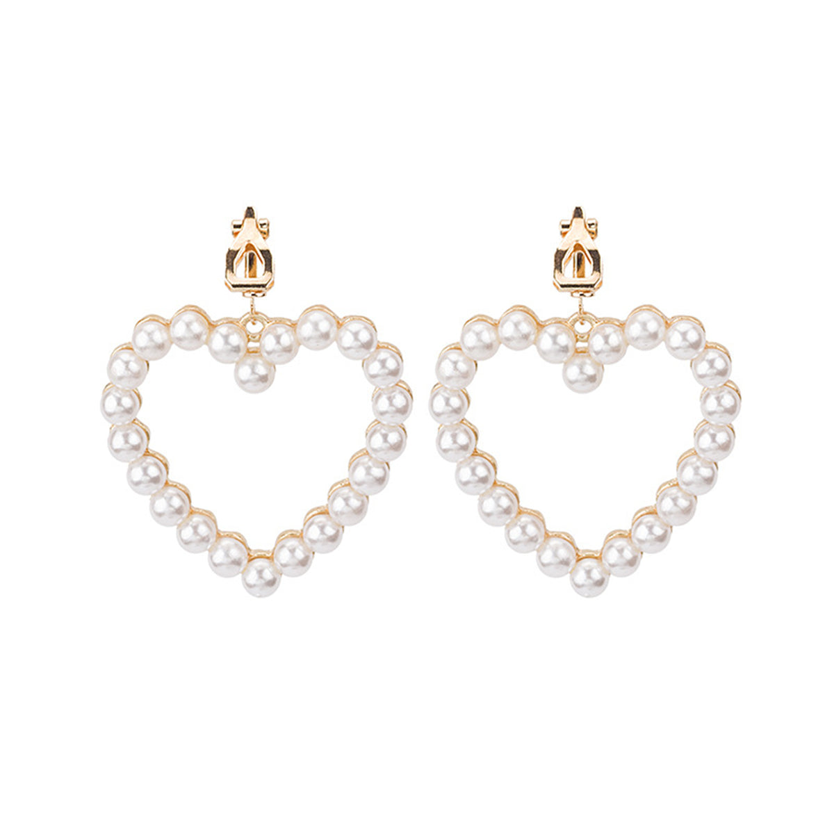 Pearl & 18K Gold-Plated Openwork Heart Drop Earrings