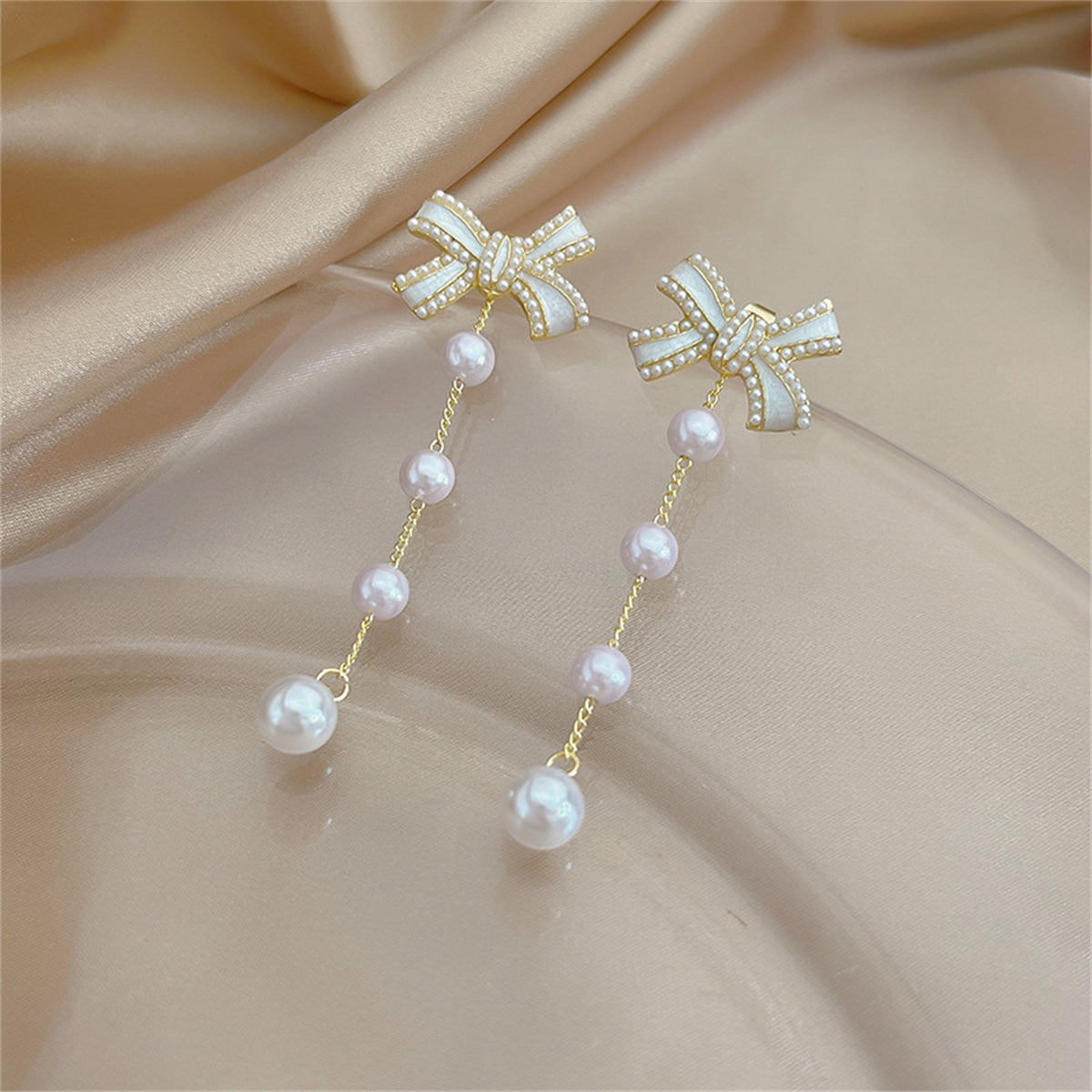 Enamel and Pearl 18K Gold-Plated Openwork Abstract Butterfly Drop Earrings, gold drop earrings for women, lifestyle look