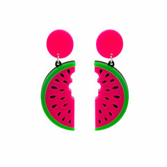 Pink & Green Watermelon Drop Earrings