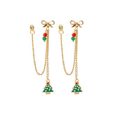 Green Enamel & Acrylic 18K Gold-Plated Bow Evergreen Tree Ear Jackets